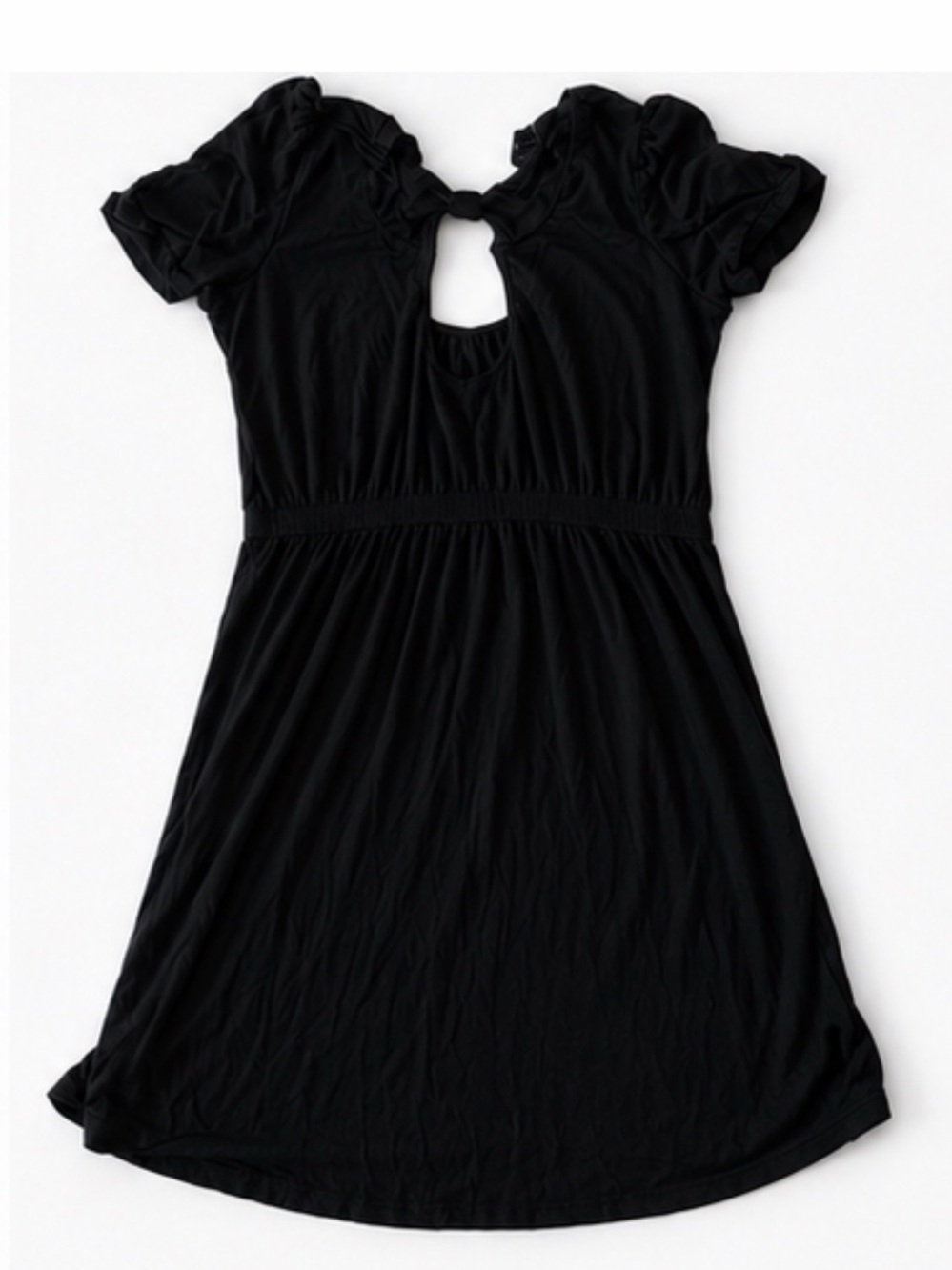 Delirious Black Short Sleeve Keyhole Waist Dress